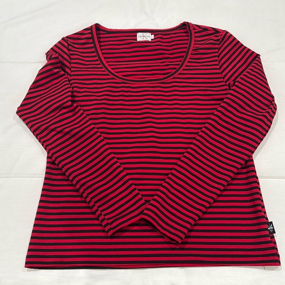Calvin Klein Tops - Striped Red and Black Women's Top